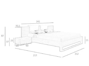 ANGEL CERDÁ Cama madera nogal con mesitas