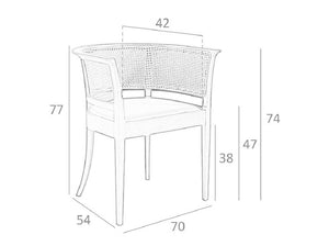 ANGEL CERDÁ Silla comedor respaldo rattán y estructura en madera nogal